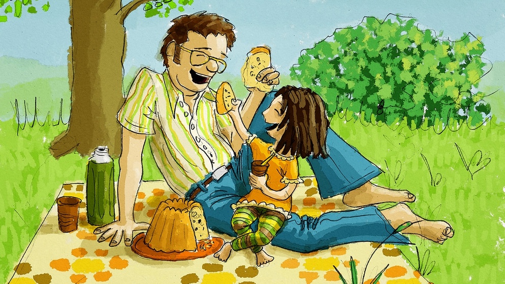Zeichnung von Wumme und ihrem Vater beim Picknick | Bild: BR/Christian Sonnberger