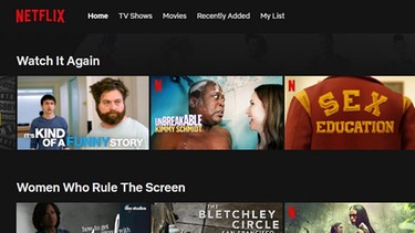 Auf die User*innen abgestimmt: Die Serien- und Film-Empfehlungen bei Netflix.  | Bild: Netflix/Screenshot