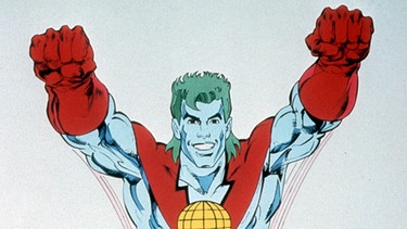 Zeichentrick-Superheld Captain Planet in Flugpose  | Bild: picture-alliance / Mary Evans Picture Library | -