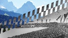 Garmisch-Partenkirchener Berge heute neben den Olympia-Stadion 1936 | Bild: picture-alliance/dpa; Montage: BR