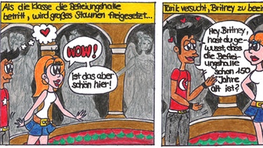 Comics der Wittelsbacher Mittelschule zum 150. Geburtstag der Befreiungshalle | Bild: Wittelsbacher Mittelschule