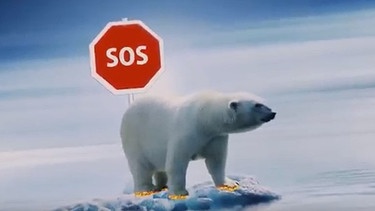 crossmedia 2023: "Macht doch mal die Augen auf!" - Musikvideo: ein Eisbär mit einem Stoppschild. | Bild: Jonas Gärting