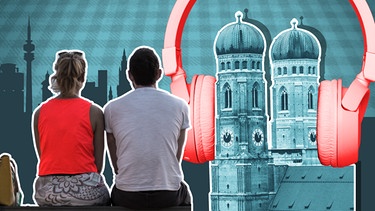 Zwei Jugendliche vor der Frauenkirche und der Silhouette der Stadt München. | Bild: picture-alliance/dpa; colourbox.com; Montage: BR