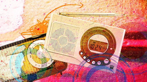 TurnOn - Radio in der Schule: Analoges Radio und Digitalradio in abstrakten Farben. | Bild: colourbox.com; Montage: BR/Tanja Begovic