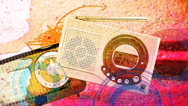Analoges Radio und Digitalradio in abstrakten Farben | Bild: colourbox.com; Montage: BR/Tanja Begovic