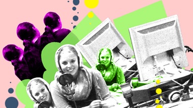 Montage: Schüler bei einer Audioaufnahme auf farbigem Hintergrund | Bild: BR