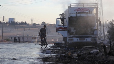 Zerstörter Konvoi bei Aleppo | Bild: Reuters (RNSP)| AMMAR ABDULLAH
