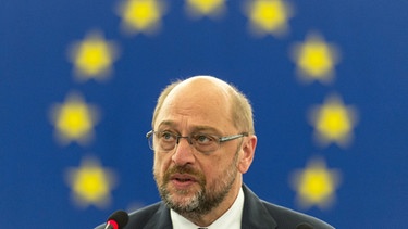 Martin Schulz vor EU-Flagge | Bild: pa/dpa/Patrick Seeger