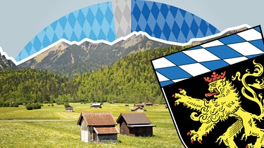 Landschaft, Wappen Oberbayern | Bild: colourbox.com; Montage:BR  