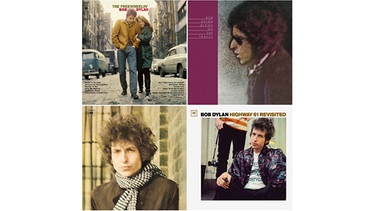  Die Cover von «The Freewheelin' Bob Dylan» (1963, oben, l), «Blood On The Tracks» (1975, oben, r), Â«Blonde on Blonde» (1966, unten, l) und «Highway 61 Revisited» (1965) von Bob Dylan.  | Bild: dpa-Bildfunk/Sony Music