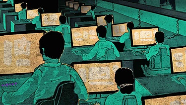 Symbolbild: Hacker vor ihren Computermonitoren | Bild: BR