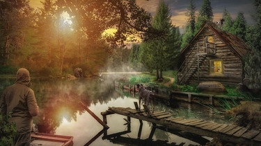 Symbolbild: Hütte im Wald an einem See. | Bild: picture alliance / Zoonar | Dmitriy Sladkov
