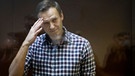 Putingegener Aleksej Nawalny im karierten Hemd mit Hand an der Stirn. | Bild: dpa/picture-alliance