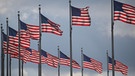 US-Flaggen am Washington Monument. | Bild: picture alliance/Yegor Aleyev/TASS/dpa