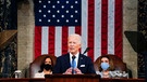 Joe Biden, Präsident der USA, spricht vor einer gemeinsamen Sitzung des Kongresses in der Kammer des Repräsentantenhauses im US-Kapitol.  | Bild: dpa-Bildfunk/Melina Mara