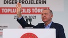 Der türkische Präsident Recep Tayyip Erdogan  bei seiner Rede am 23.10.2021 | Bild: pa/dpa/Ali Atmaca