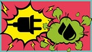 Comic-Symbole von Strom und Wasserstoff, die sich in Krawallblasen gegenüberstehen | Bild: BR24