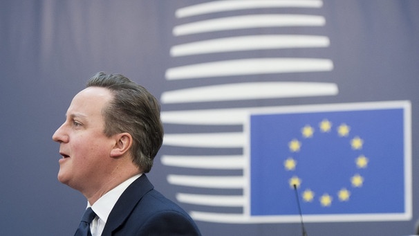 Premierminister David Cameron am 19.02.2016 in Brüssel. | Bild: pa/dpa/Stephanie Lecocq