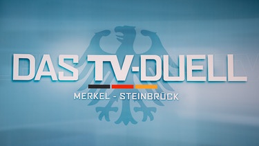 Logo: Das TV-Duell für das Kanzerlduell zwischen Merkel und Steinbrück in Berlin | Bild: picture-alliance/dpa