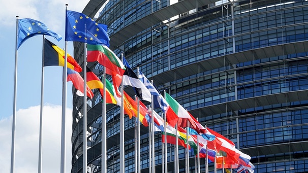 Flaggen vor dem EU-Parlament | Bild: picture-alliance/dpa