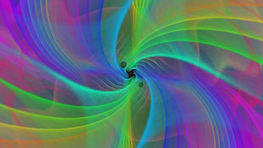  Numerische Simulationen visualisieren, wie zwei Schwarze Löcher verschmelzen - unter Abstrahlung von Gravitationswellen. | Bild: picture-alliance/dpa/Max-Planck-Institut für Gravitationsphysik