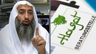 Hesham Shashaa alias Abu Adam, Logo von HAYAT Deutschland auf einem Prospekt | Bild: picture-alliance/dpa, BR, Montage: BR