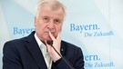 Horst Seehofer steht vor einer Werbetafel mit der Aufschrift "Zukunft Bayern" | Bild: picture-alliance/dpa