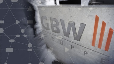 Symbolbild: Das Muster eines Netzwerkes und das Logo der GBW | Bild: BR, picture-alliance/dpa, Montage: BR