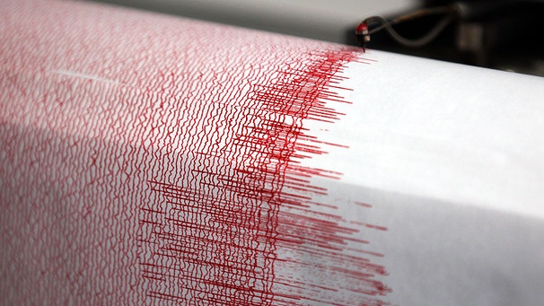 Symbolbild: Ein Seismograph zeichnet die Erschütterungen während eines Erdbebens aus | Bild: picture-alliance/dpa/Oliver Berg