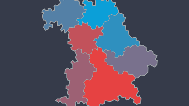 Karte: Durchschnittlicher Quadratmeterpreis von Wohnfläche in den bayerischen Regierungsbezirken | Bild: BR | Quelle: Oberster Gutachterausschuss für Grundstückswerte im Freistaat Bayern