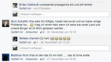 Ausländerfeindliche Kommentare in der Facebook-Gruppe "Asylflut stoppen - auch in Niederbayern" | Bild: BR