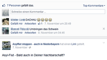 Rechtsextremer Kommentar in der Facebook-Gruppe Asylflut stoppen - auch in Niederbayern | Bild: Lindner / PNP