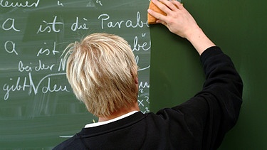 Lehrer an der Tafel | Bild: pa/dpa/Heiko Wolfraum
