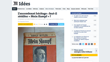 Screenshot: Berichterstattung zu Hitlers "Mein Kampf" auf "Le Monde" | Bild: Le Monde; Montage: BR