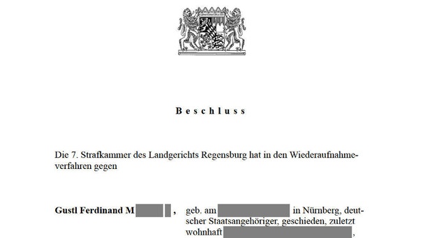 Titelseite des Beschlusses des Landgerichts Regensburg | Bild: Landgericht Regensburg