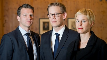 Zschäpes Verteidiger: die Rechtsanwälte Wolfgang Stahl, Wolfgang Heer und Anja Sturm (v.l.n.r.) | Bild: picture-alliance/dpa