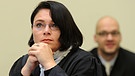 Nicole Schneiders, die Anwältin des Angeklagten Wohlleben im Gerichtssaal in München, während des Prozesses | Bild: picture-alliance/dpa