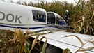 Ein Sportflugzeug ist im Maisacker bei Mößling notgelandet. Der Pilot blieb unverletzt. Feuerwehr und THW waren im Einsatz | Bild: TimeBreak21