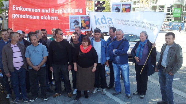 Demo bosnischer Bauarbeiter am 07.05.14 in München | Bild: BR, Claudia Gürkov