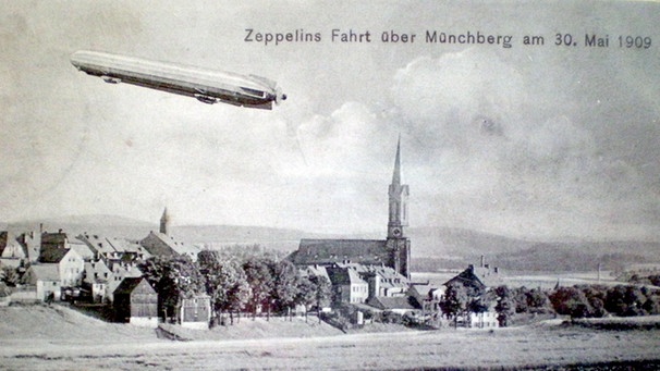 Münchberg: Postkarte zur Überfahrt des LZ5 am 30.05.1909 | Bild: Stadtarchiv Münchberg