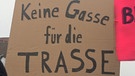 Rossmarkt in Berching: Gegner der Stromtrasse durch die Oberpfalz protestieren. | Bild: Martin Gruber / BR