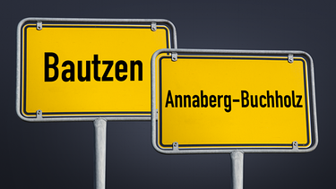 Ortsschild: Bautzen, Annaberg-Buchholz | Bild: BR/ Montage:BR