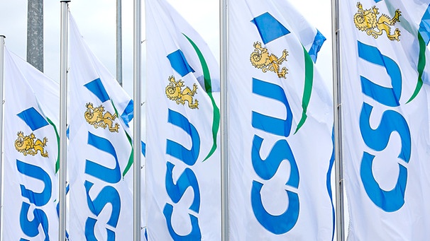 Fahnen mit dem CSU-Logo flattern im Wind | Bild: picture-alliance/dpa