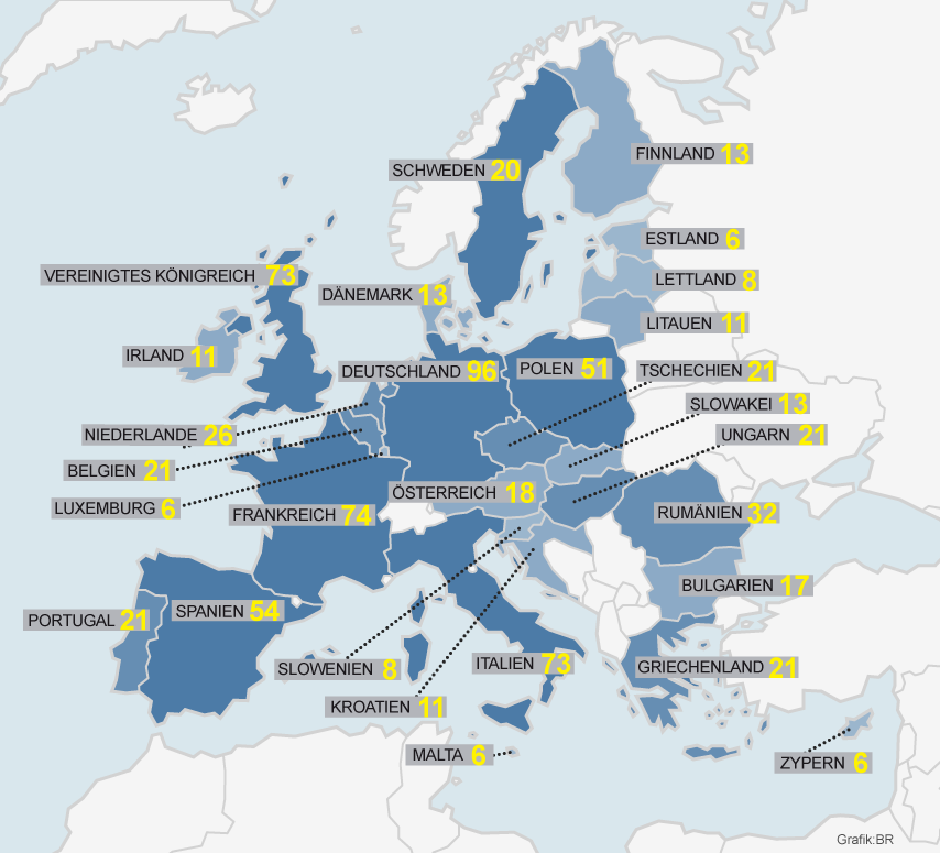 Europakarte | Bild: Bayerischer Rundfunk