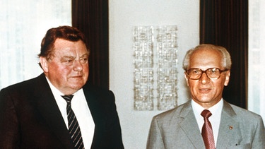 24. Juli 1983, Werbellinsee in der Schorfheide: Franz Josef Strauß (links) bei Erich Honecker | Bild: picture-alliance/dpa