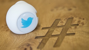 Ein Gadget mit dem Logo des Kurznachrichtendienstes Twitter liegt am 29.06.2015 in Hamburg in einem Büro von Twitter Deutschland auf einem Besprechungstisch.  | Bild: pa-dpa / Christian Charisius