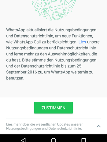 AGB-Änderung bei Whatsapp | Bild: screenshot /Whatsapp