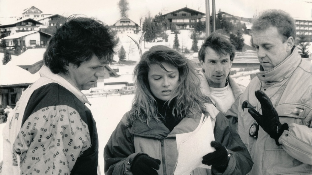 Die erste Sendung am 31.01.1991 (von links): Herbert Gogel (Moderator), Stefanie Tücking (Moderatorin) und Herbert Stiglmaier (Redakteur, rechts). Feld am See, Kärnten/Österreich. | Bild: BR