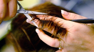  Frau lässt sich die Haare schneiden | Bild: picture-alliance/dpa