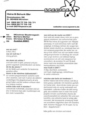 Pressemitteilung vom Atomic Café München aus dem Jahr 2000 | Bild: Atomic Café / SONIC GmbH
